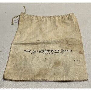 Vintage The CONNECTICUT BANK and TRUST COMPANY Canvas Deposit Draw String Bag